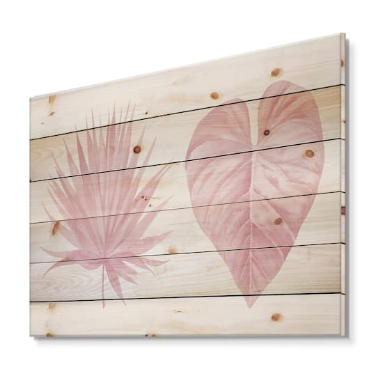 Designart - Tropical Pink Watercolour Leaves II